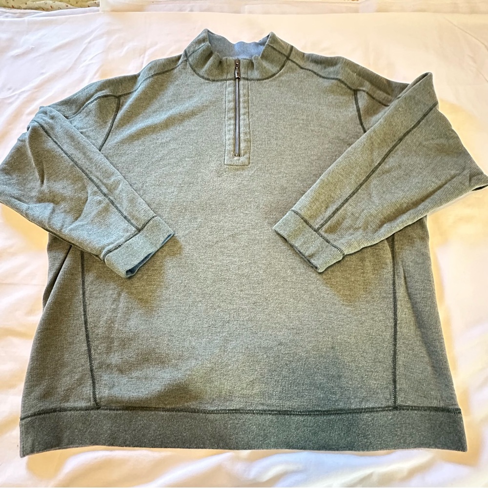Tommy Bahama Flipshore Reversible Men’s XXL 1/4 Zip Pullover Sweater  Blue/Sage - Picture 5 of 16